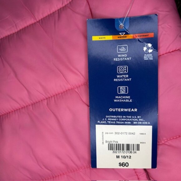 Arizona Jean Co Girl's Packable Hooded Jacket Pink Size M 10/12 NWT! - Picture 5 of 6